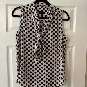 Sleeveless J. Crew Polka Dot Tie Blouse (Blush & Black)